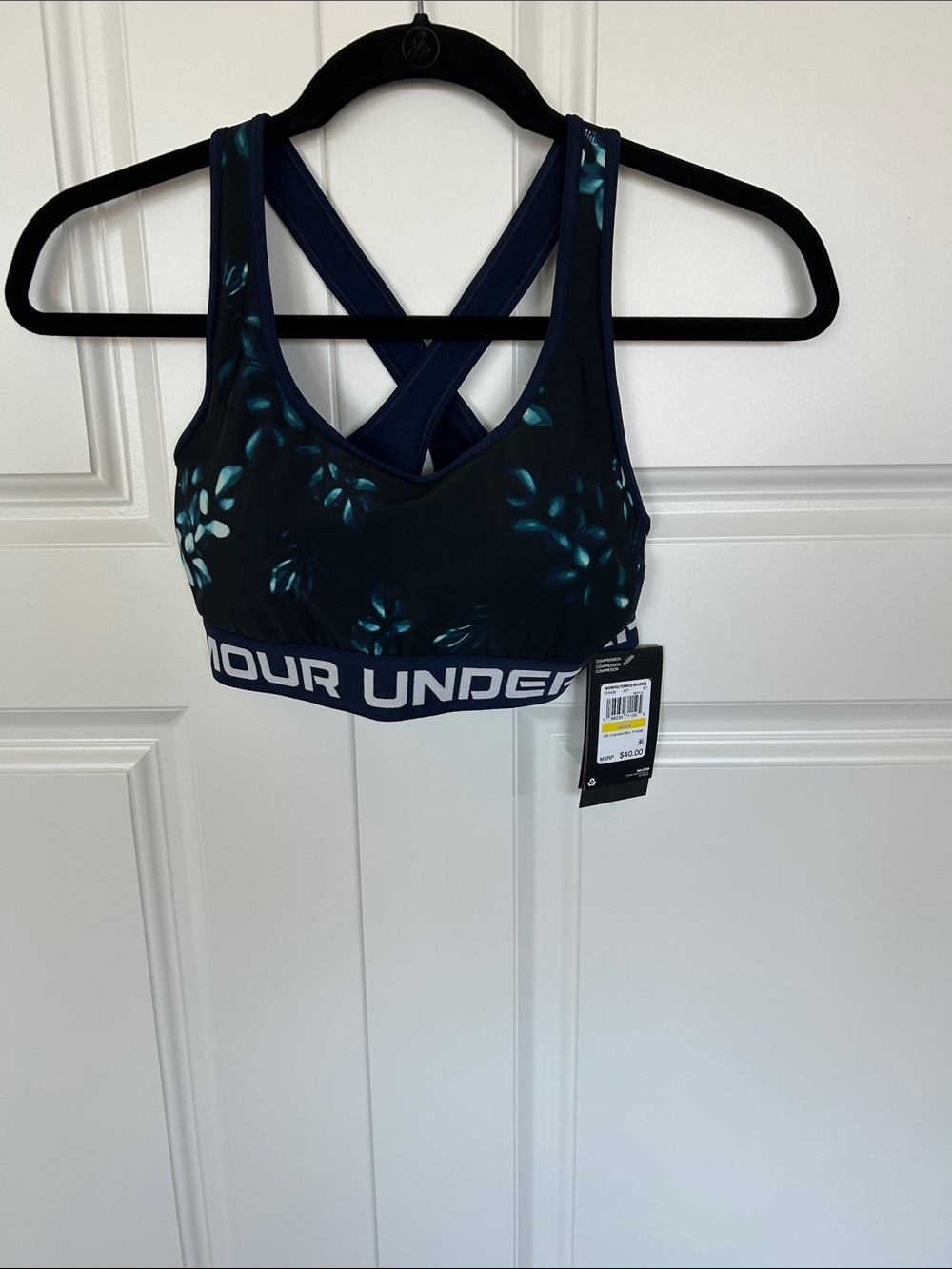 Under Armour Navy Sports Bra with Teal Floral Print